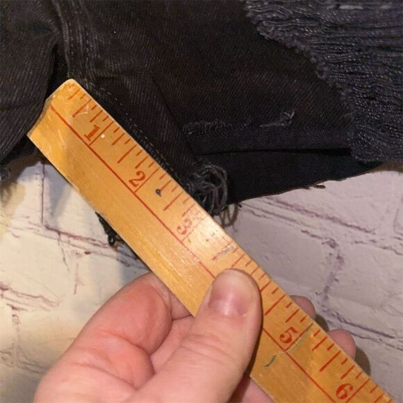 Levi's Women's 501 Distressed Denim Shorts Black Size 28 Biker Style - Picture 3 of 7